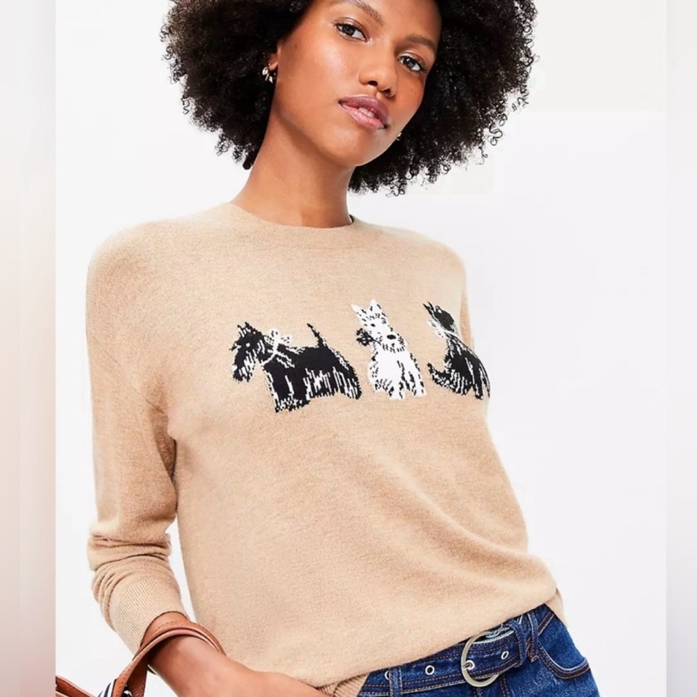 Loft Scotty Dog Crewneck Sweater Size S
